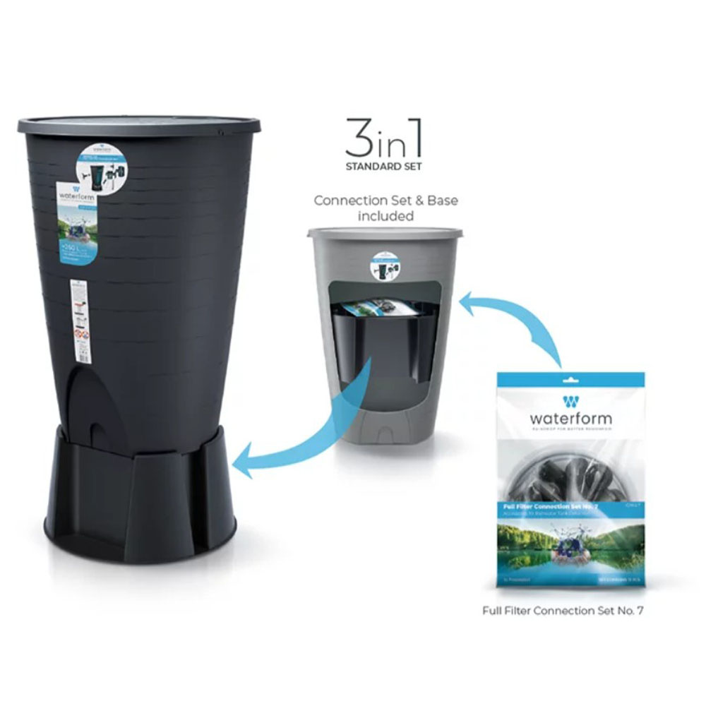 Vihmaveepaak Prosperplast Peruno komplekt, 260L, Hall |  |  |